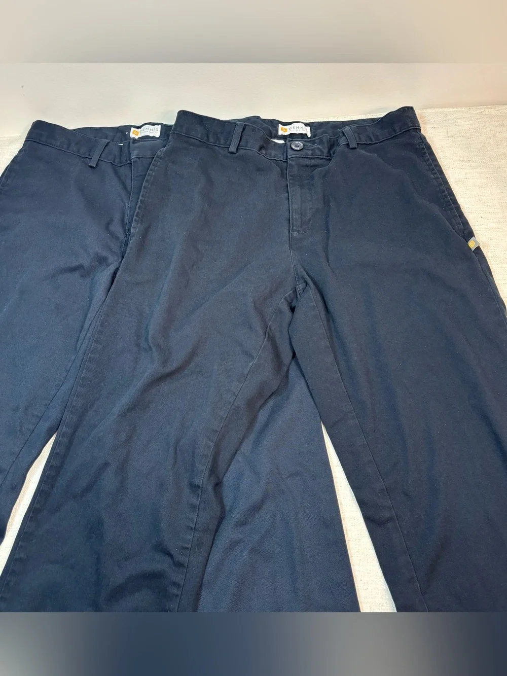 Set of 2 Dennis Men 29x32 uniform Chino Pants - Classic Straight Fit navy blue